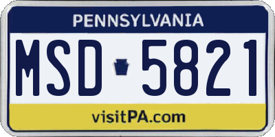 PA license plate MSD5821