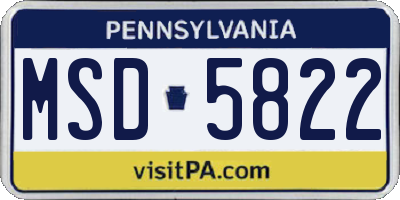 PA license plate MSD5822