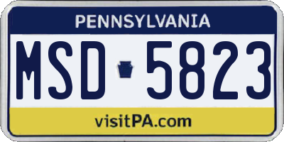 PA license plate MSD5823
