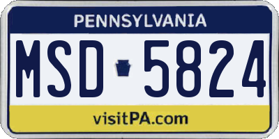 PA license plate MSD5824