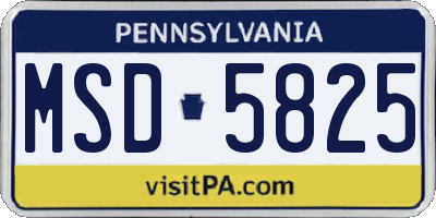 PA license plate MSD5825