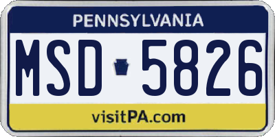 PA license plate MSD5826