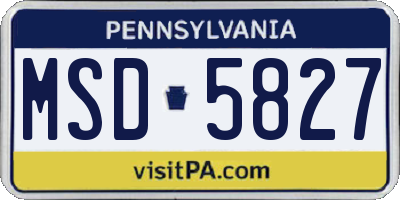PA license plate MSD5827