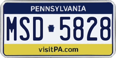 PA license plate MSD5828
