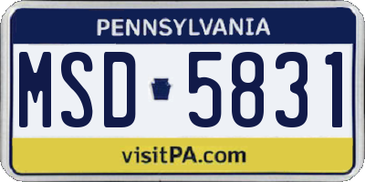 PA license plate MSD5831