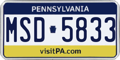 PA license plate MSD5833