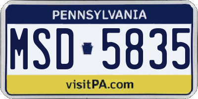 PA license plate MSD5835