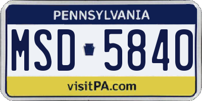 PA license plate MSD5840