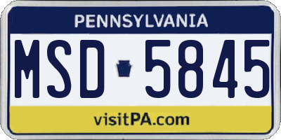 PA license plate MSD5845