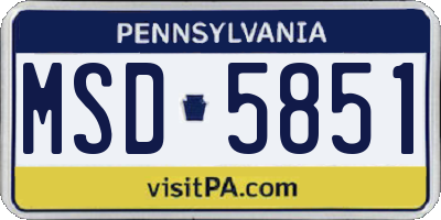 PA license plate MSD5851