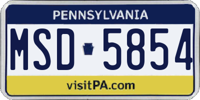 PA license plate MSD5854