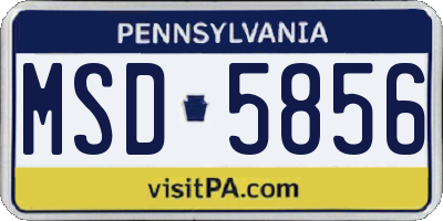 PA license plate MSD5856