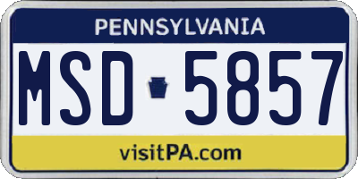 PA license plate MSD5857