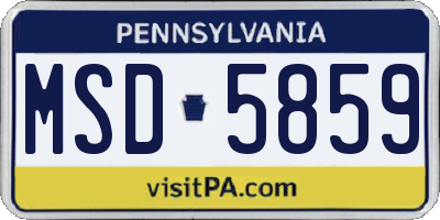 PA license plate MSD5859