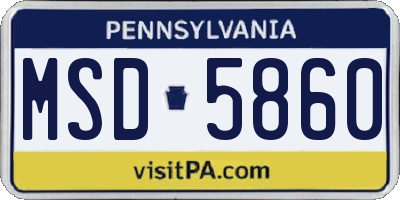 PA license plate MSD5860
