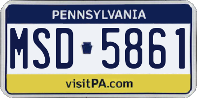 PA license plate MSD5861