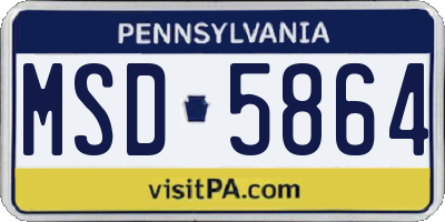 PA license plate MSD5864