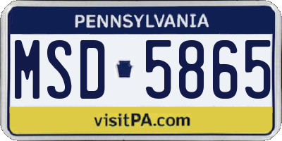 PA license plate MSD5865