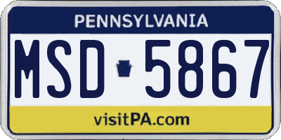 PA license plate MSD5867