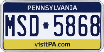 PA license plate MSD5868