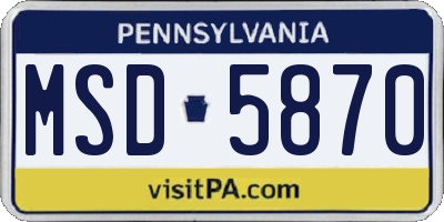 PA license plate MSD5870