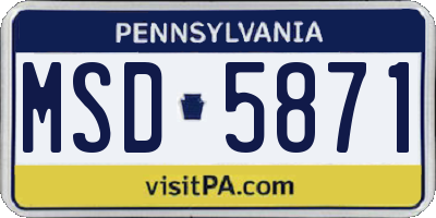 PA license plate MSD5871