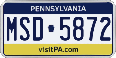 PA license plate MSD5872