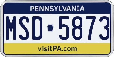 PA license plate MSD5873