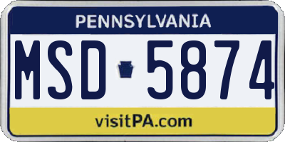 PA license plate MSD5874