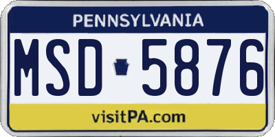 PA license plate MSD5876