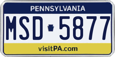 PA license plate MSD5877
