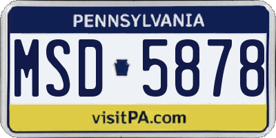 PA license plate MSD5878