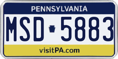 PA license plate MSD5883