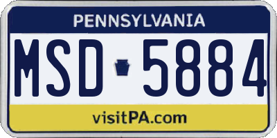 PA license plate MSD5884