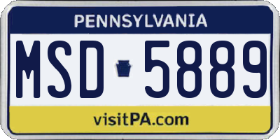 PA license plate MSD5889