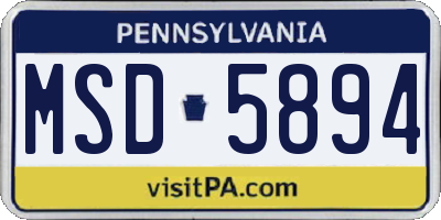 PA license plate MSD5894
