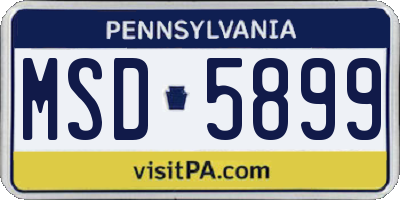 PA license plate MSD5899
