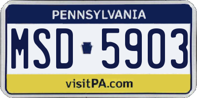 PA license plate MSD5903