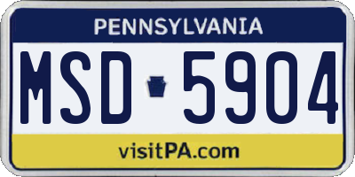 PA license plate MSD5904