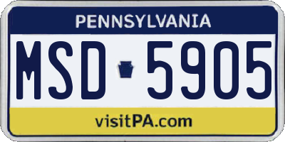 PA license plate MSD5905