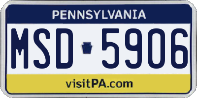 PA license plate MSD5906
