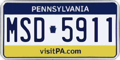 PA license plate MSD5911