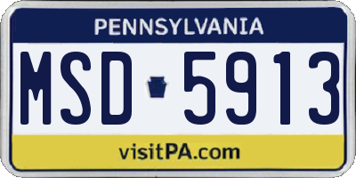 PA license plate MSD5913