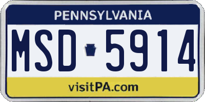 PA license plate MSD5914