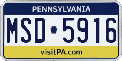 PA license plate MSD5916
