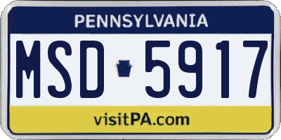 PA license plate MSD5917