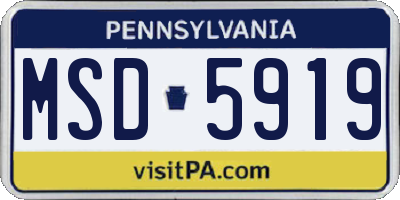 PA license plate MSD5919