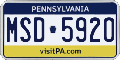 PA license plate MSD5920