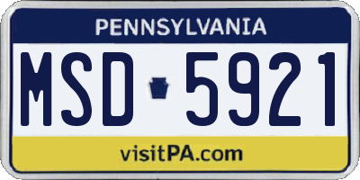 PA license plate MSD5921