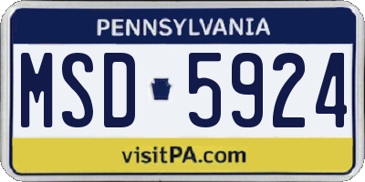 PA license plate MSD5924